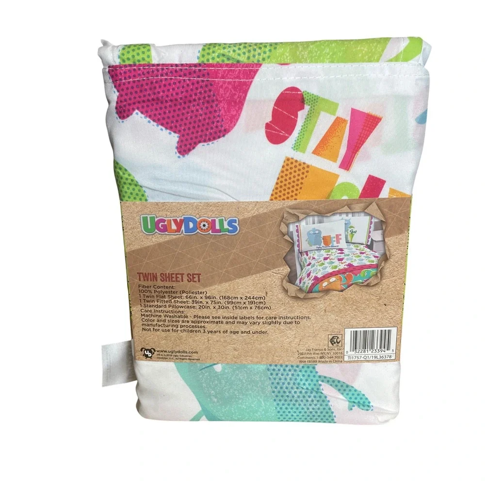 Uglydolls 3 Piece‎ Twin Sheet Set Super Soft Kids Bedding Flat Fitted Pillowcase